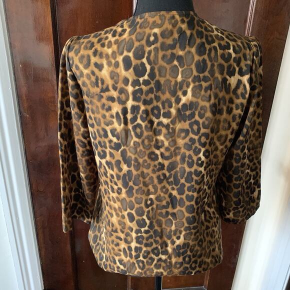 Express Leopard Print Silky Zip Front 3/4 Sleeves Blouse Women's Size SMALL - Picture 8 of 15